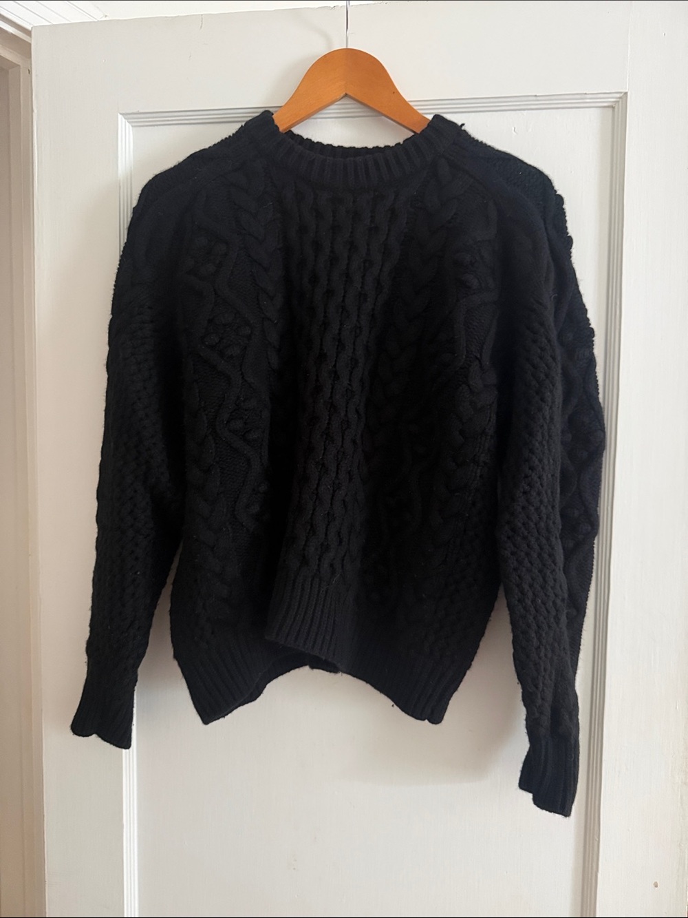 Loulou Studio Black Cable-Knit Crewneck Sweater Secas